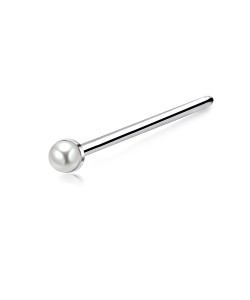 1.5mm Pearl Silver Straight Nose Stud NSKA-146p